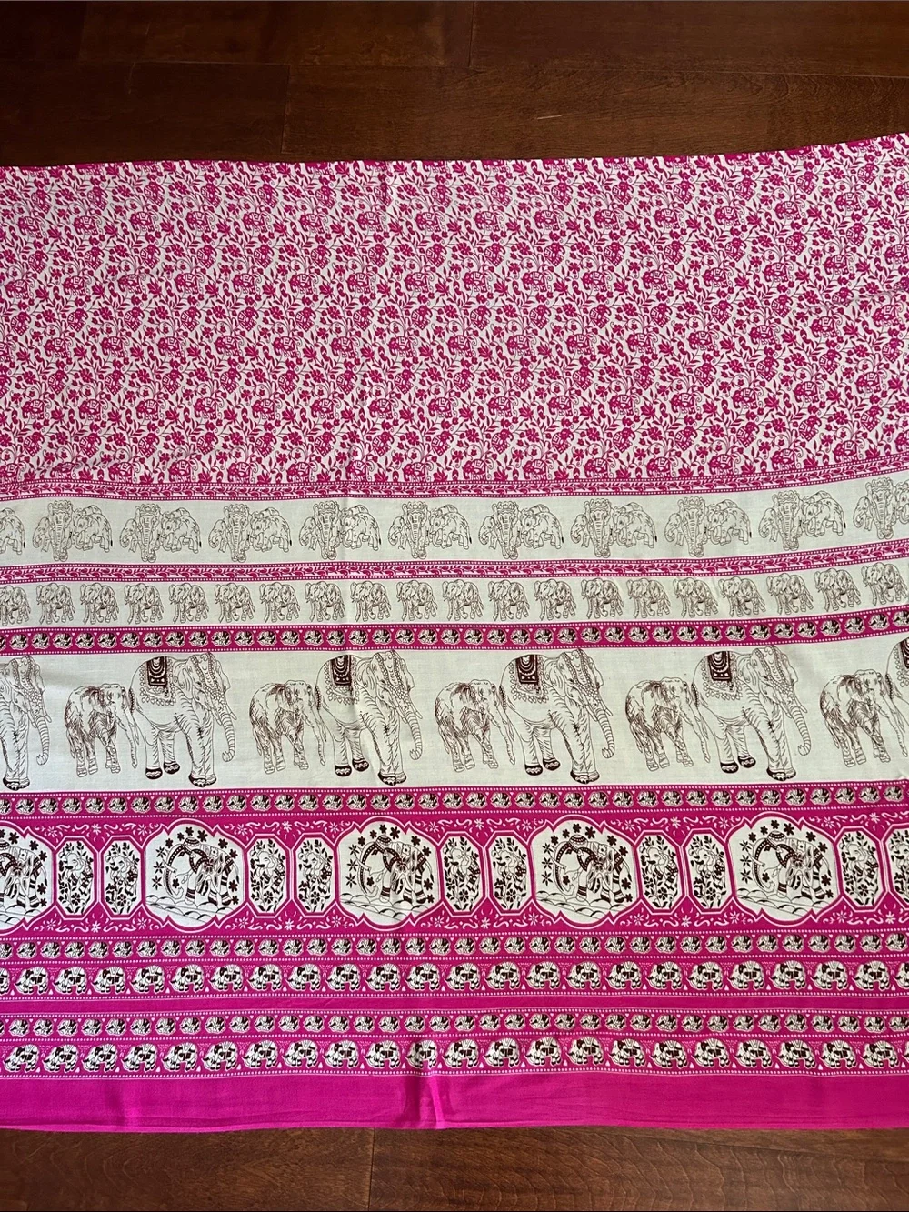 Bright Pink Elephant Print Sarong Scarf Wrap, Perfect for a Cruise or Resortwear